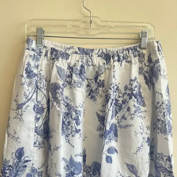 Reformation Teya Linen Two Piece Lupine Size 10 Skirt Crop Top Floral White Blue - Picture 14 of 16